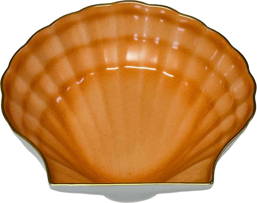Rare Mottahedeh Vista Alegre VA Portugal Gorgeous Gold-Rimmed Shell Trinket Dish